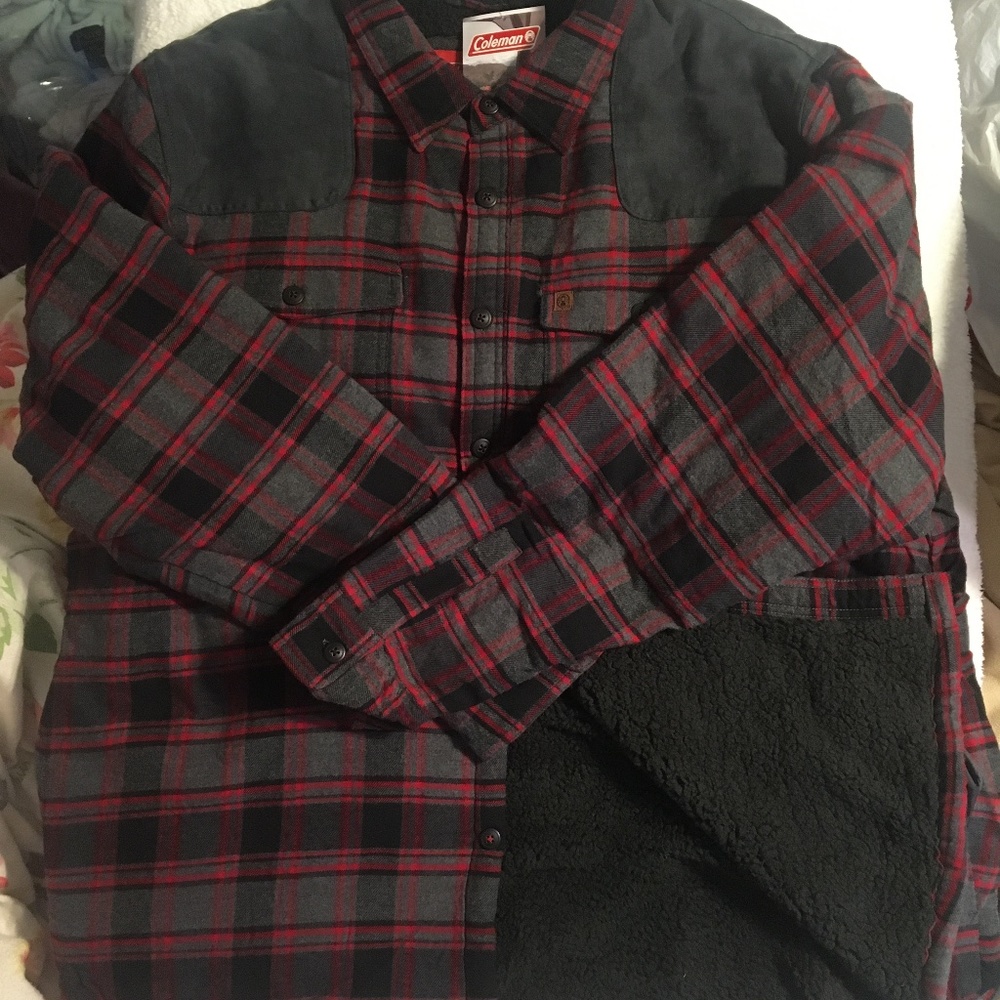 Coleman Men Flannel Shirt Jacket Plaid Sherpa XXL